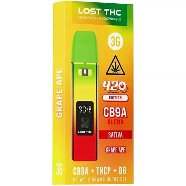 Grape Ape Lost THC 420 Edition CB9A Blend Rechargeable Disposable 3G