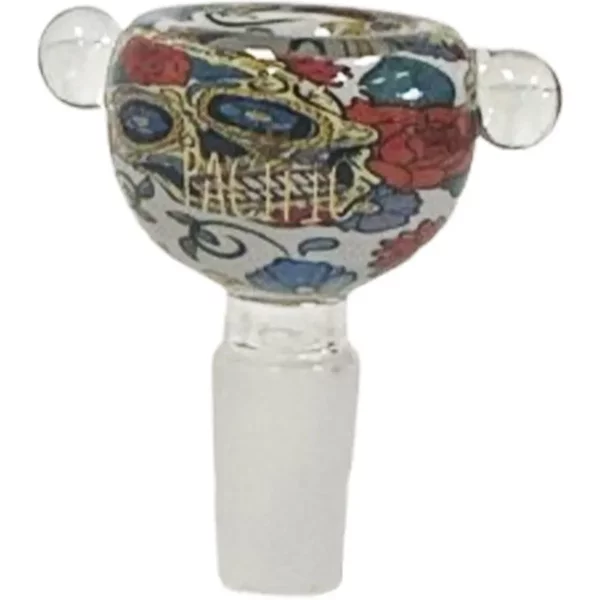 Clear Pacific Assorted Watercolor Designed 14MM Male Bowl With 2 Side Beads