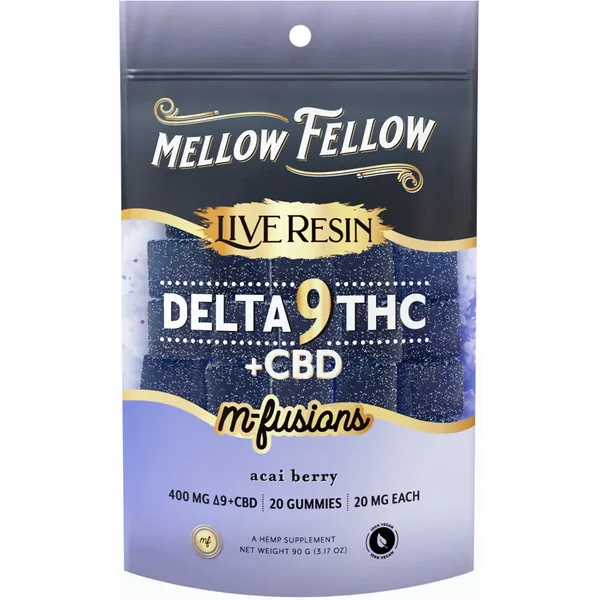 Acai Berry Mellow Fellow M-Fusions Delta 9 Live Resin Gummies 400mg