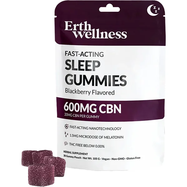 Blackberry Erth Wellness Fast-Acting Sleep CBN THC-Free Gummies 30ct 600MG