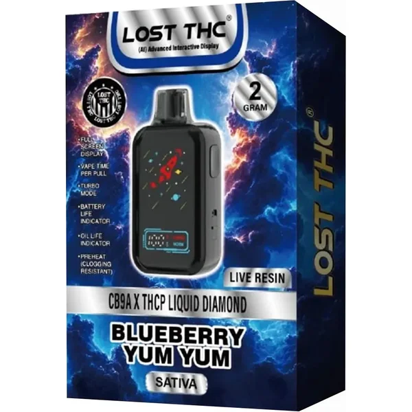 Blueberry Yum Yum Lost THC CB9A x THCP Liquid Diamond Live Resin Disposable 2G