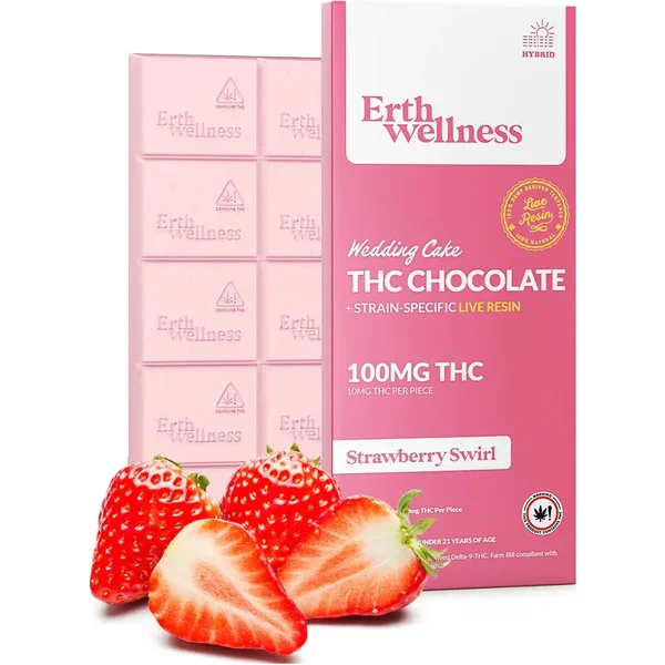 Wedding Cake Strawberry Swirl Erth Wellness Delta9 Chocolate Bar 100mg