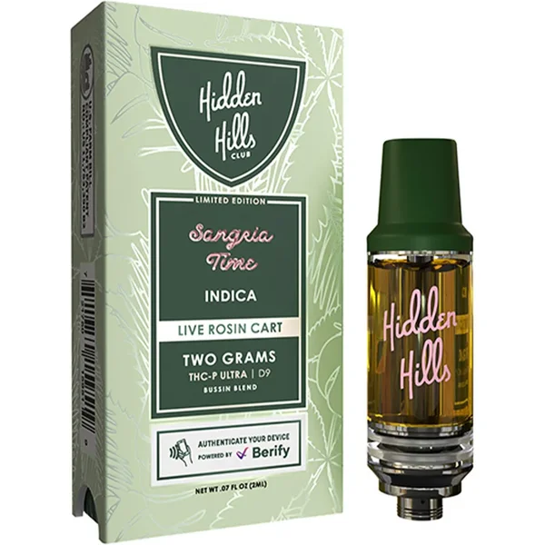 Sangria Time Hidden Hills Limited Edition Live Rosin Bussin Blend Cart 2G