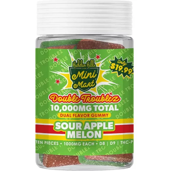 Sour Apple Melon Hidden Hills Mini Mart Double Troublez Gummies 10ct 10G