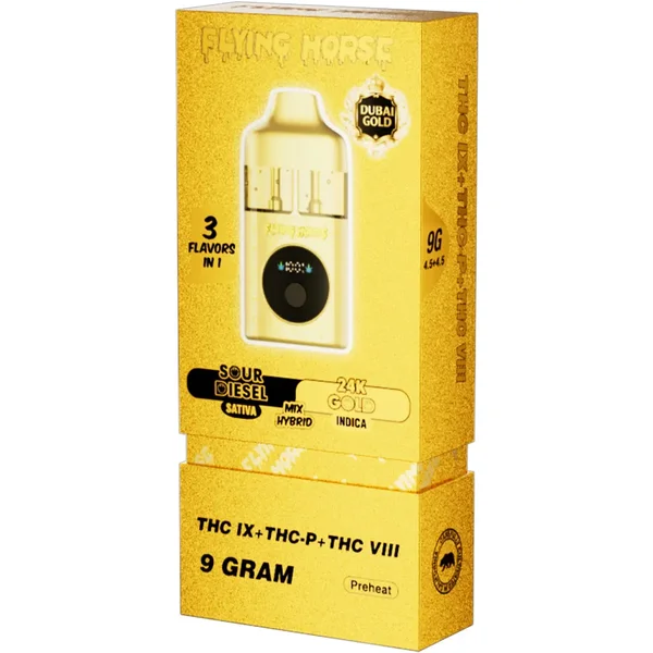 Sour Diesel | 24K Gold Flying Horse Dubai Gold 3 in 1 Disposable 9G