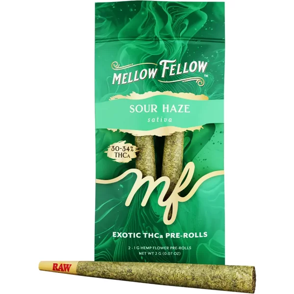 Sour Haze Mellow Fellow Exotic THCA Pre-Roll 2ct 2G