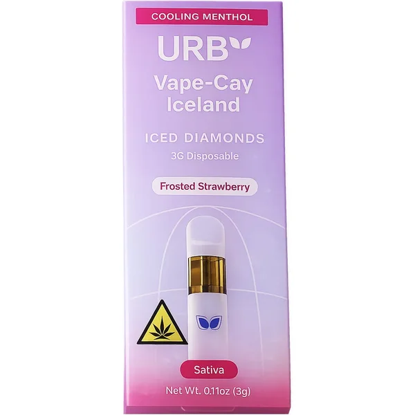 Frosted Strawberry URB Vape-Cay Iceland Disposable Vape 3G