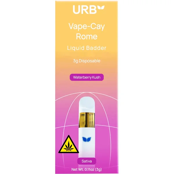 Waterberry Kush URB Vape-Cay Rome Liquid Badder Disposable 3G