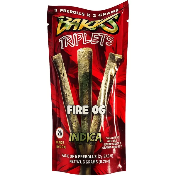 Fire OG Bakrs Triplets Diamond Infused Pre-Rolls 3ct 2g
