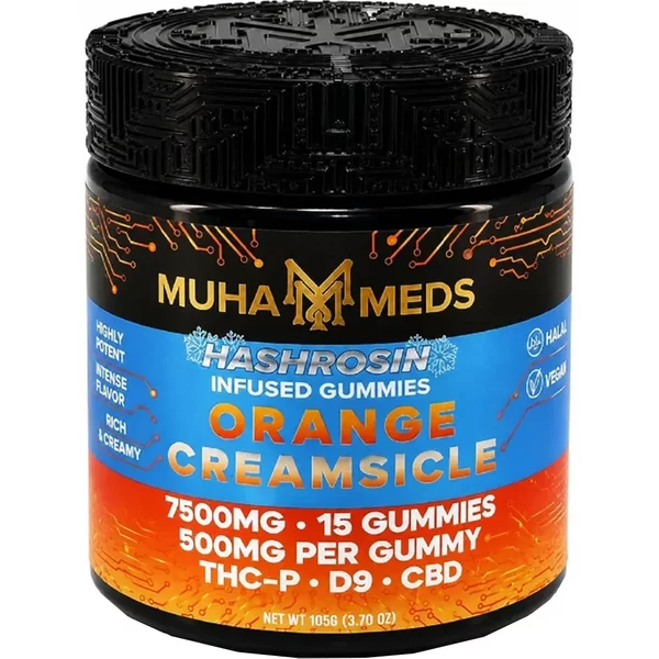 Orange Creamsicle Muha Meds Hash Rosin Infused Gummies 15ct 500mg