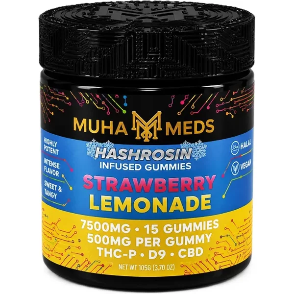 Strawberry Lemonade Muha Meds Hash Rosin Infused Gummies 15ct 500mg