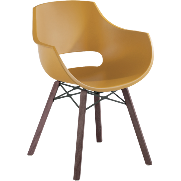 Stuhl Papatya Opal Wox Pro Iroko ist dunkelgelb, Beine aus Irokoholz