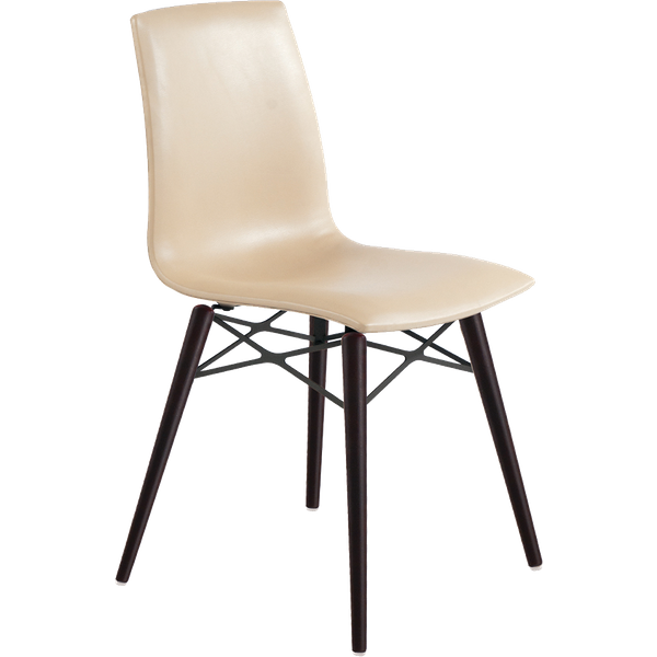 Stuhl Papatya X-TREME SD Wox Chair, beige Kunstlederplatte, Wenge lackierte Buchenbeine