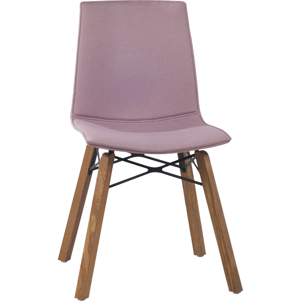 Stuhl Papatya X-TREME SD Wox IROKO, rosa Stoffplatte, Irokoholzbeine