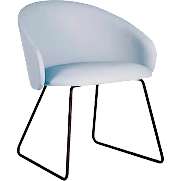 Sessel Papatya Glera-K Sled blaues Kunstleder, schwarz lackierte Metallbeine