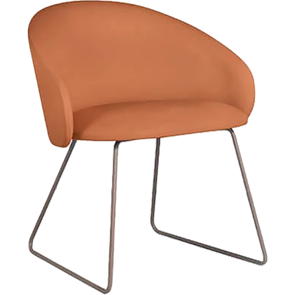 Sessel Papatya Glera-K Sled hellbraunes Kunstleder, graubraun lackierte Metallbeine