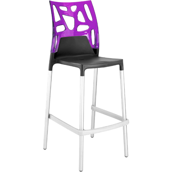 Papatya Ego-Rock Barhocker anthrazitgrau Stuhlsitz, Oberteil transparent Magenta