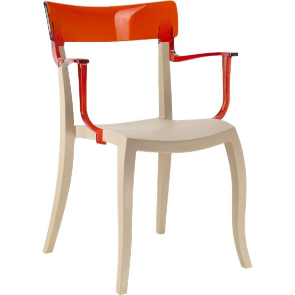 Papatya Hera-K Sessel hellbeige Stuhlsitz, Oberteil transparent rot
