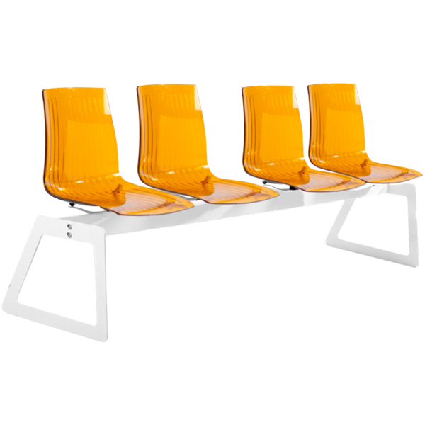 Bank Papatya X-Treme für 4 Sitzer transparent orange, Beine weiß matt