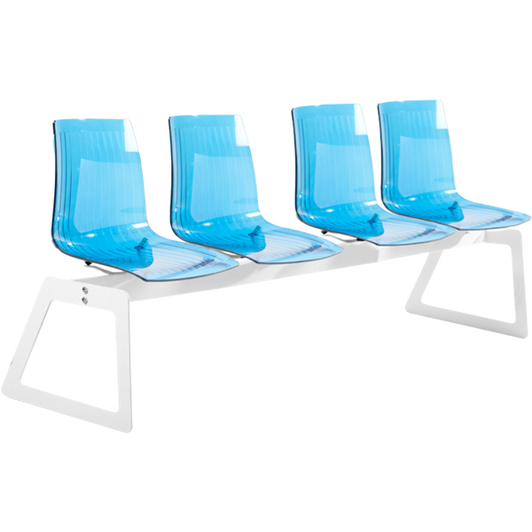 Bank Papatya X-Treme für 4 Sitzer transparent blau, Beine weiß matt