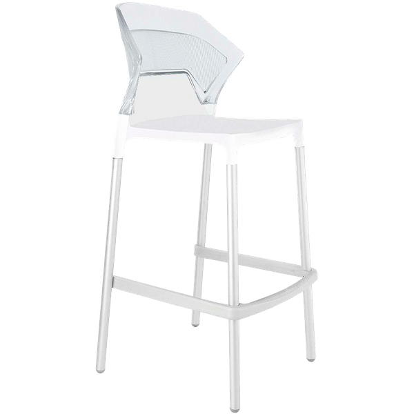 Papatya Ego-S Barhocker weißer Stuhlsitz, Oberteil transparent