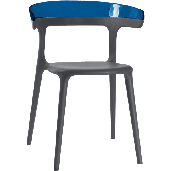 Papatya Luna Sessel anthrazitgrau Stuhlsitz, Oberteil transparent Blau