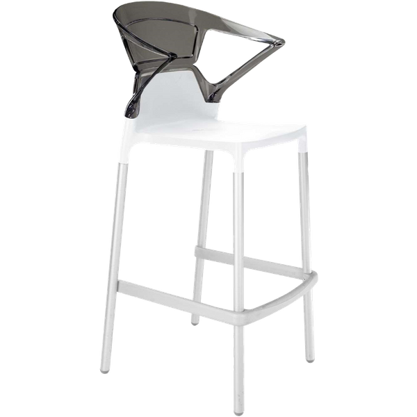 Papatya Ego-K Barhocker weißer Stuhlsitz, Oberteil transparent grau