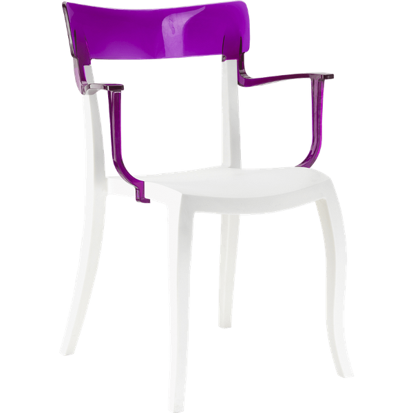 Papatya Hera-K Sessel weißer Stuhlsitz, Oberteil transparent Magenta