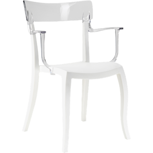 Papatya Hera-K Sessel weißer Stuhlsitz, Oberteil transparent