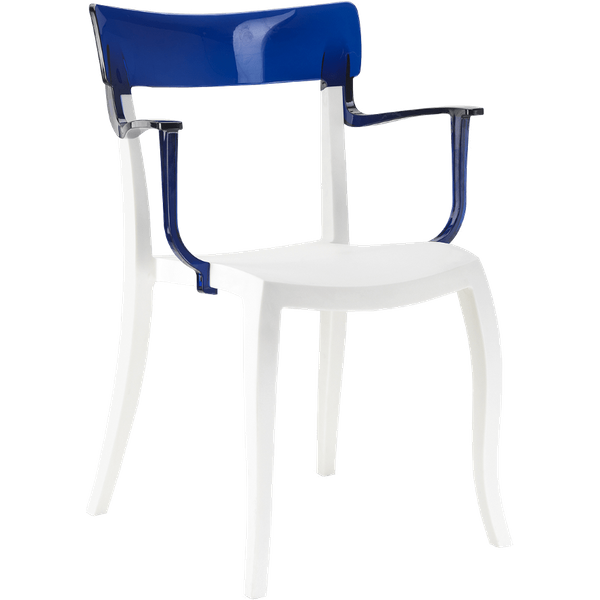 Papatya Hera-K Sessel weißer Stuhlsitz, Oberteil transparent Blau
