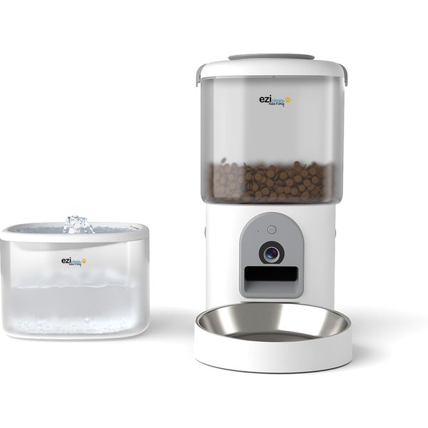 Distributeur de croquettes et fontaine pour chat et petit chien Eziclean® Nutribot Cam+ Max (2L/4L)
