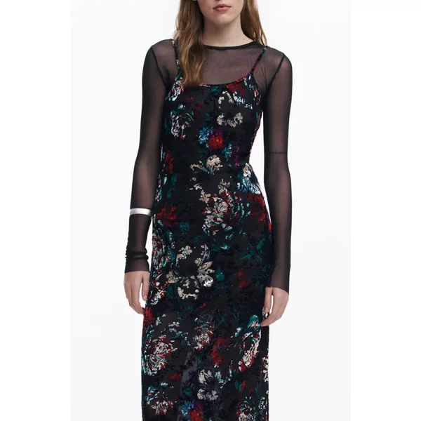 Desigual Langes Schwarzes Damenkleid 25WWVK11_NE2000, GrößE Xs-image