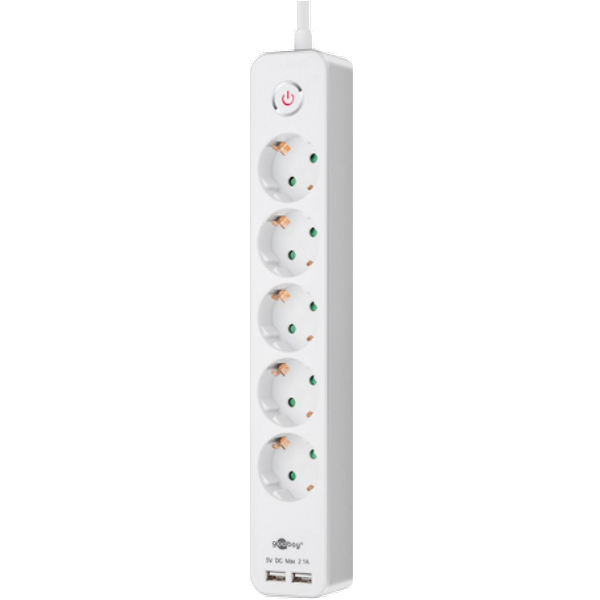 Goobay-uttag med 5 eluttag och 2 USB-portar - 1 5 m