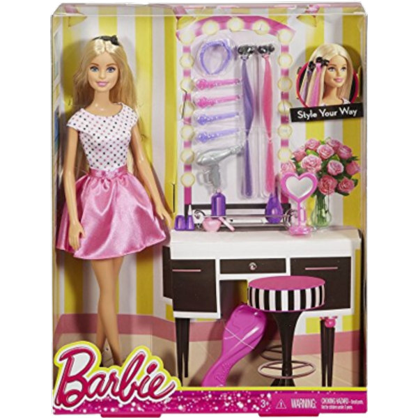 Barbie Barbiedocka med hårtillbehör