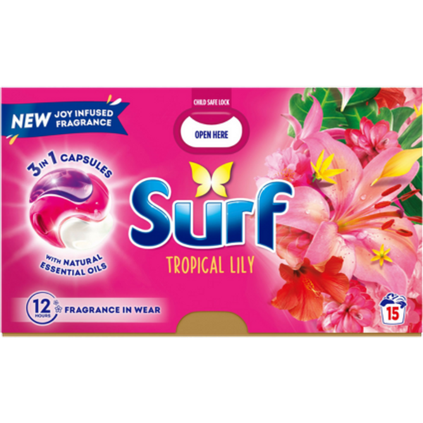 Surf 3-i-1 tvättkapslar med tropisk lilja - 15 st.