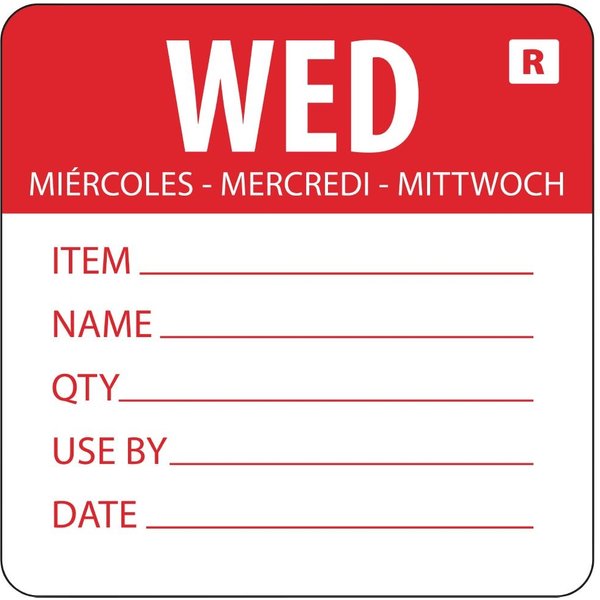 Hygiplas Removable Day of the Week Label Wednesday (Pack of 500)