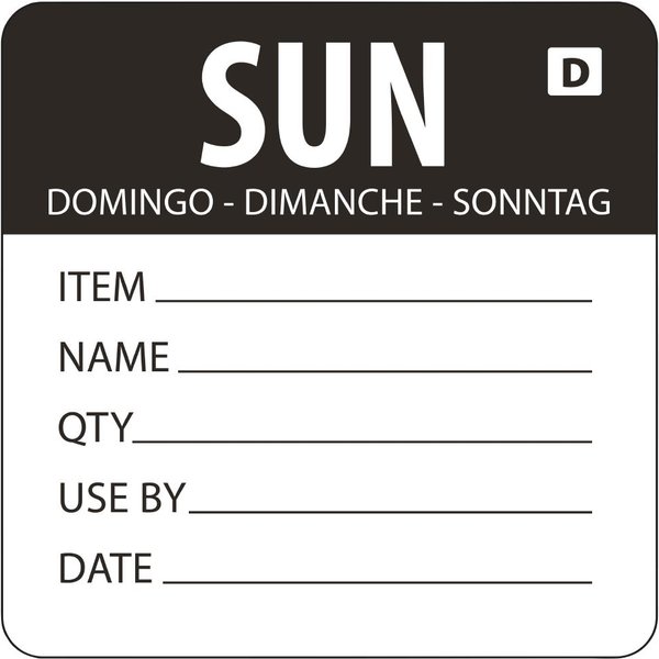 Hygiplas Dissolvable Day of the Week Labels Sunday (250 pack)