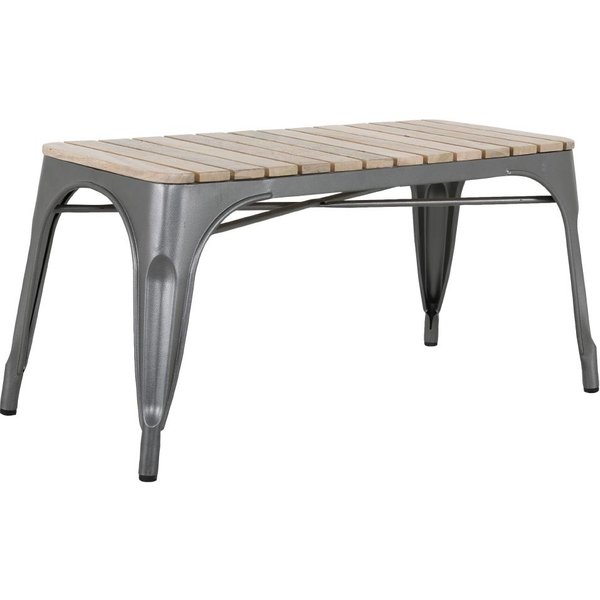 Bolero Bistro Indoor Bench Slatted Mango Wood & Gunmetal Frame 850mm (2 Pack)