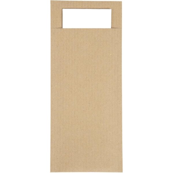Europochette Brown Cutlery Pouch with White Napkin (Pack of 500)