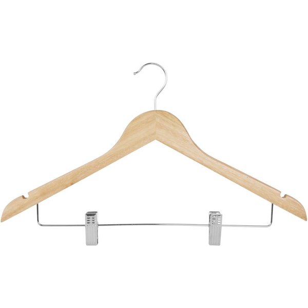 Bolero Wooden Hanger with Anti-Slip Clips (10 Pack)
