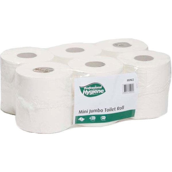 Mini Jumbo Toilet Roll 2ply 2 Inch Core 451 Sheets