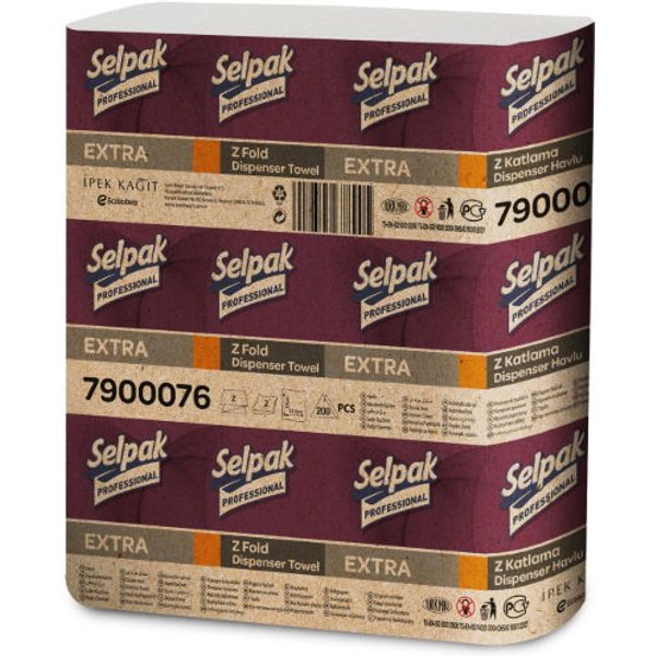 2ply Selpak Zfold White Hand Towels - 21.5x24cm (SP1) (12x200`s)