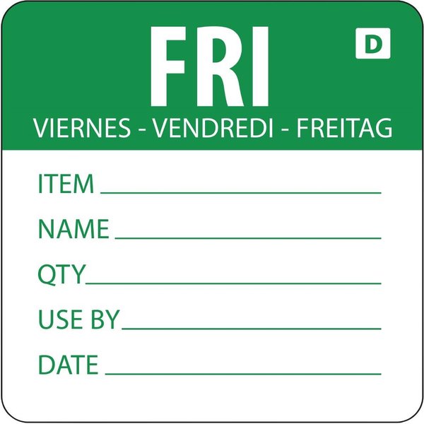 Hygiplas Dissolvable Day of the Week Labels Friday (Pack of 250)