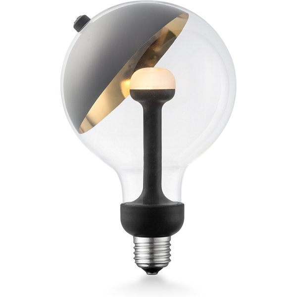 Design LED Lichtbron Move Me - Zwart/Goud - G120 Sphere LED lamp - 12/12/18.6cm - Met verstelbare diffuser via magneet - geschikt voor E27 fitting - Dimbaar - 5W 400lm 2700K - warm wit licht