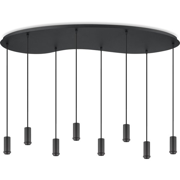 Metaal kroonluchter - Industrie hanglamp - Zwart - Met 8 pcs lampvoeten - Ontworpen voor Eetkamer en Slaapkamer - 120 x 41.3 x 117.5cm - set met E27 Lamphouder - voor Lampenkap met Doorsnede max 15cm - Gloeilamp Niet Inbegrepen