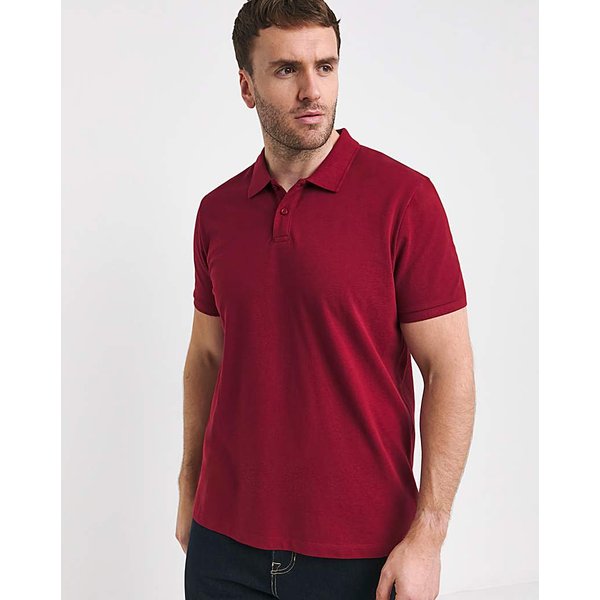 Pure Cotton Pique Polo Long Cranberry - Jacamo - Size: S36/38 L