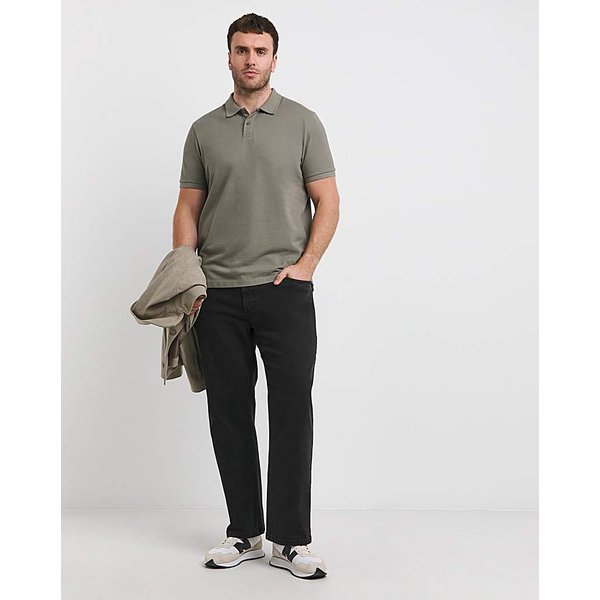 Pure Cotton Pique Polo Long Light Khaki - Jacamo - Size: S36/38 L