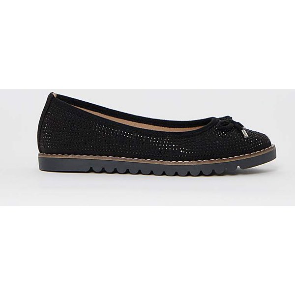 Cushion Walk Bow Boucle Ballerinas E Fit Black - Cushion Walk - Size: 7