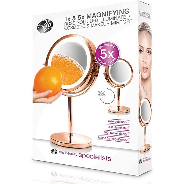Rose Gold Double Sided LED Cosmetic Mirror