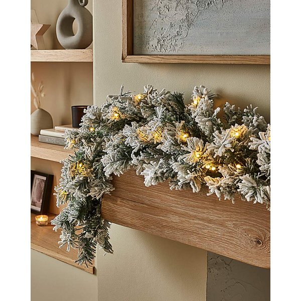 Aspen Pre-Lit Flocked Garland - 1.8m